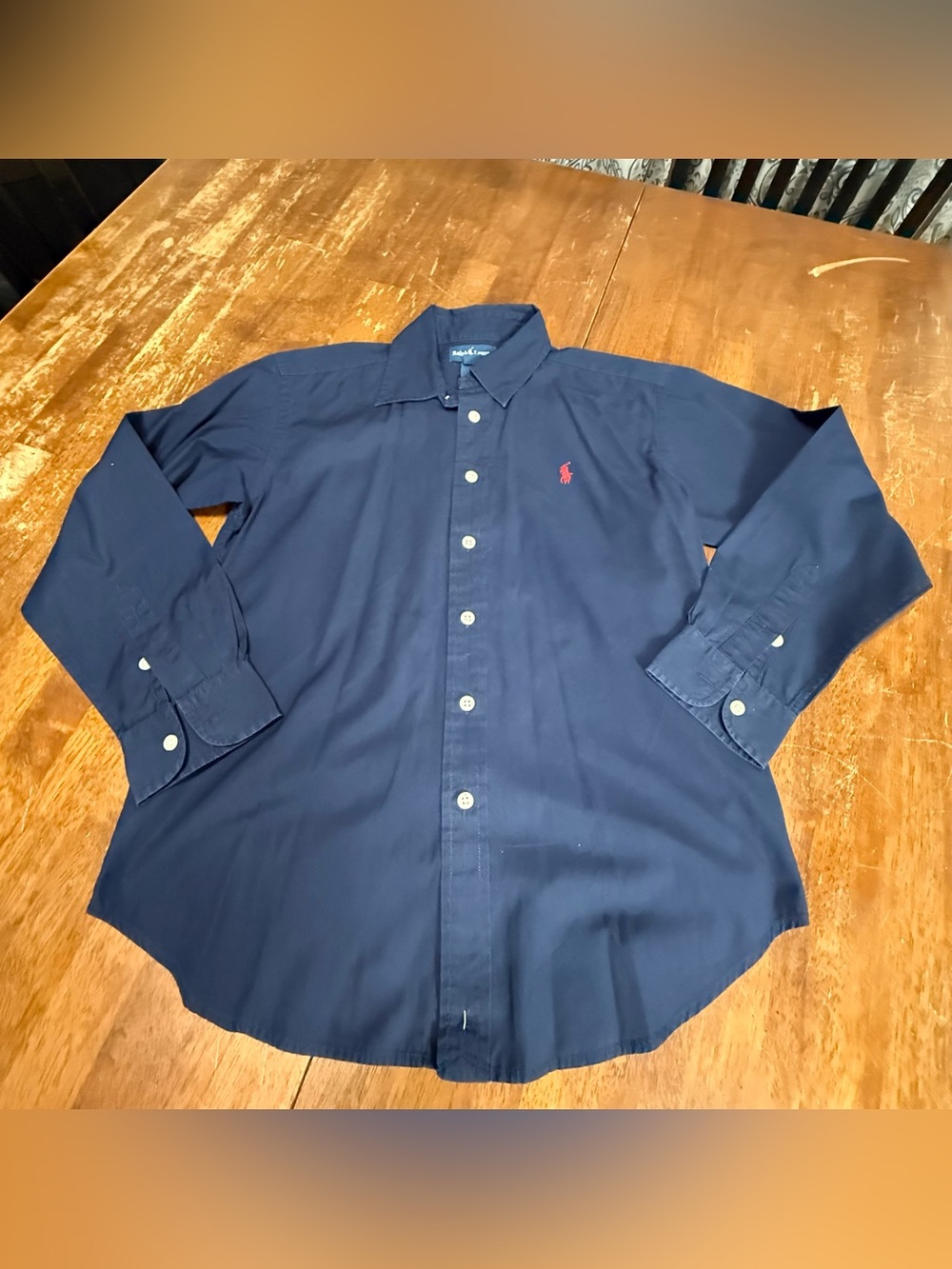 Ralph Lauren medium Men’s Navy Blue Long-Sleeve Button-Down Shirt with Red Pony